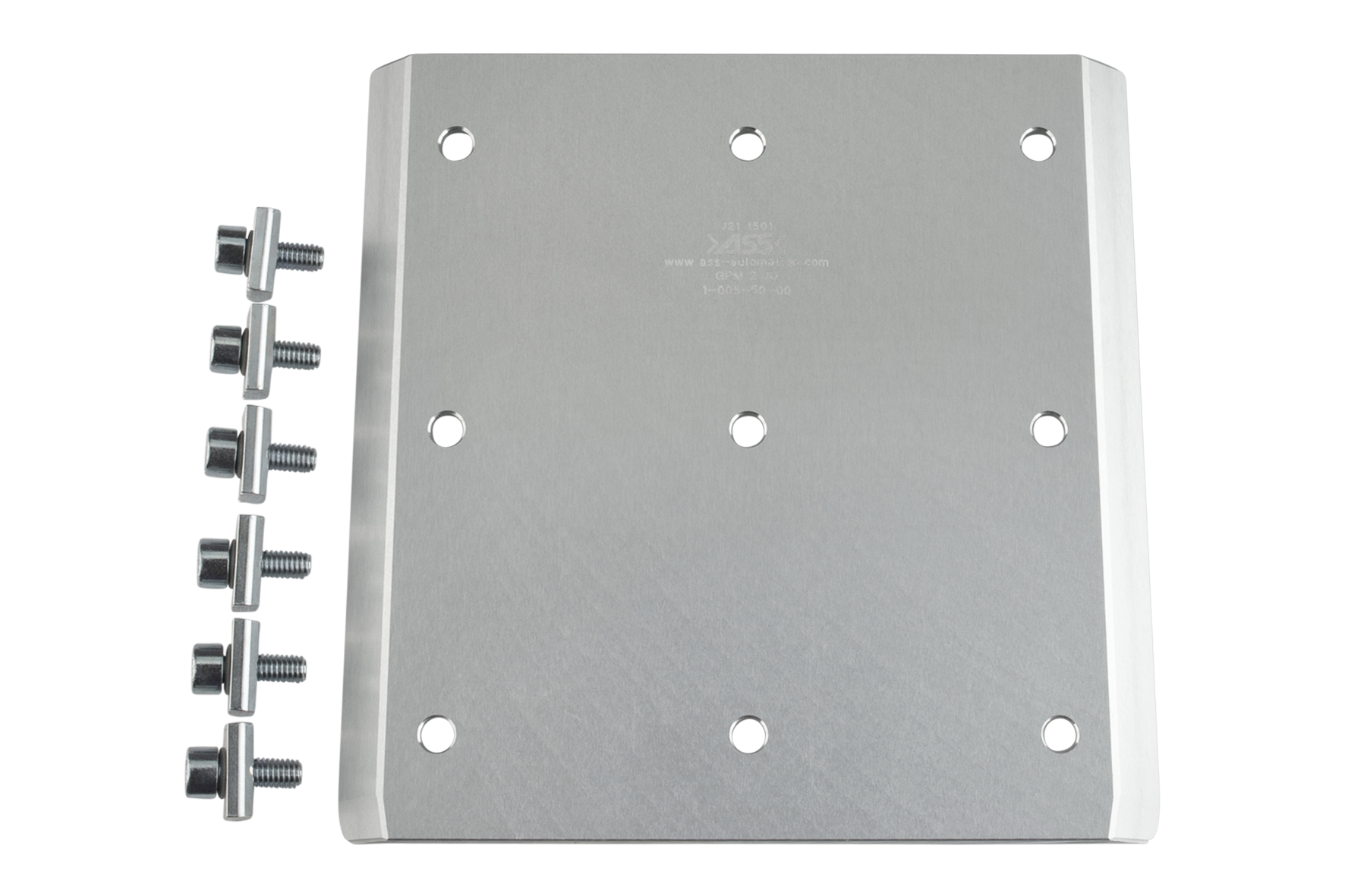 GPM 1 L/X Gripper (EOAT) Base Plate recommended for profile: JU-Profile, : Type 1 = 6x channel nut M6 + screws, Recommended max. handling weight: 20 kg, Size: 2