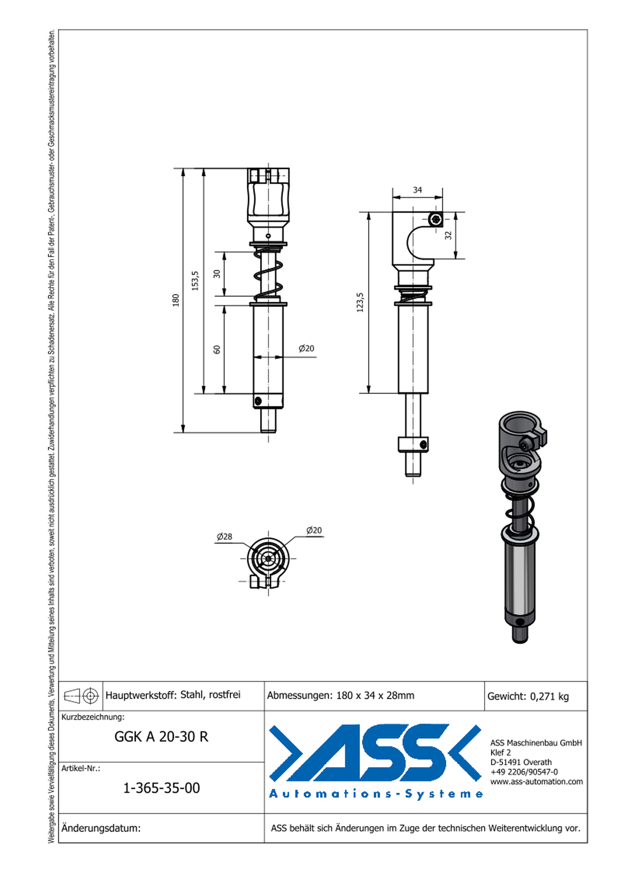 GGK A 20-30 R Gripper Arm, linear guidance, rotation free, axial