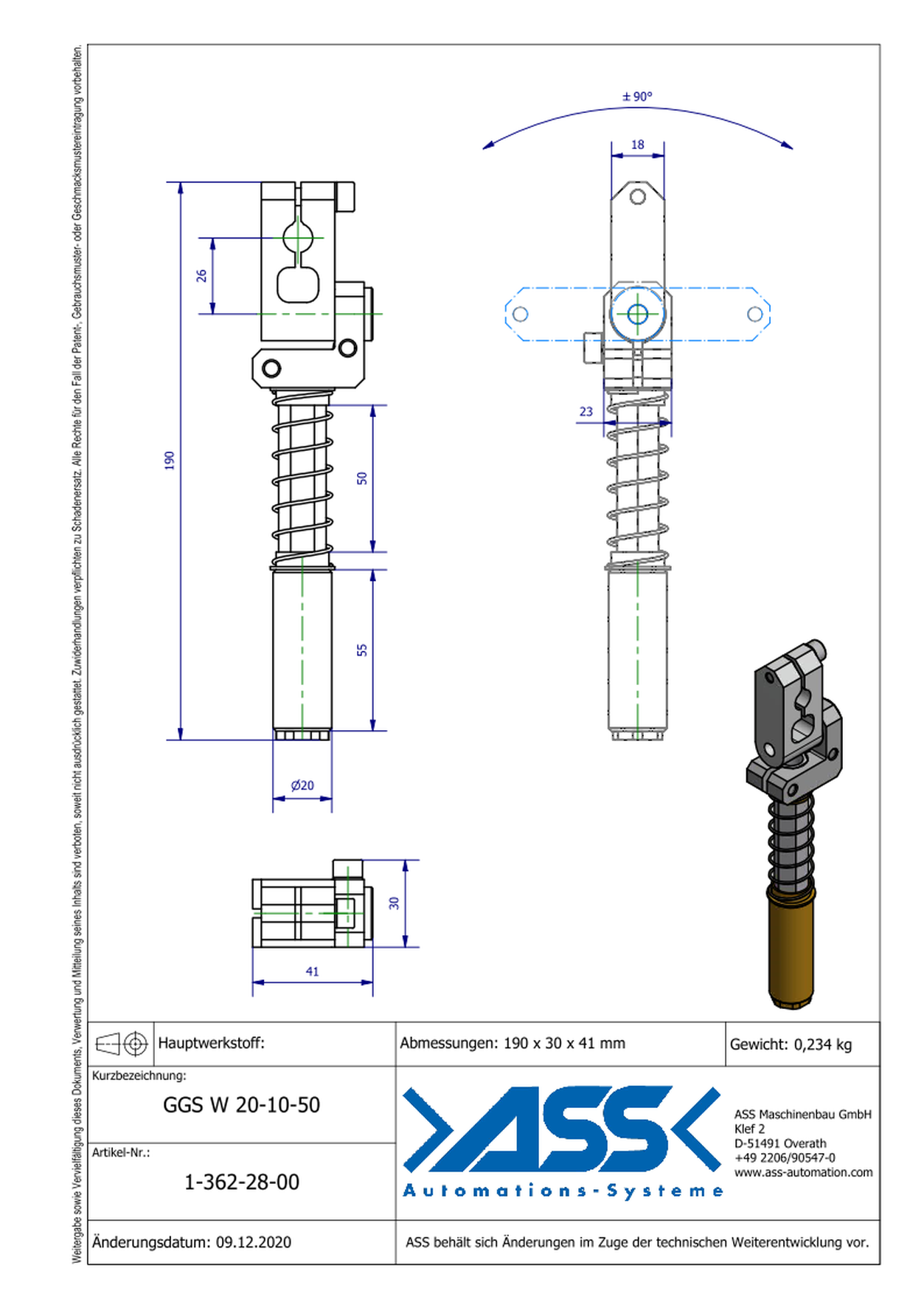 GGS W 20-10-50 Gripper Arm spring comp., locked , +/-90°