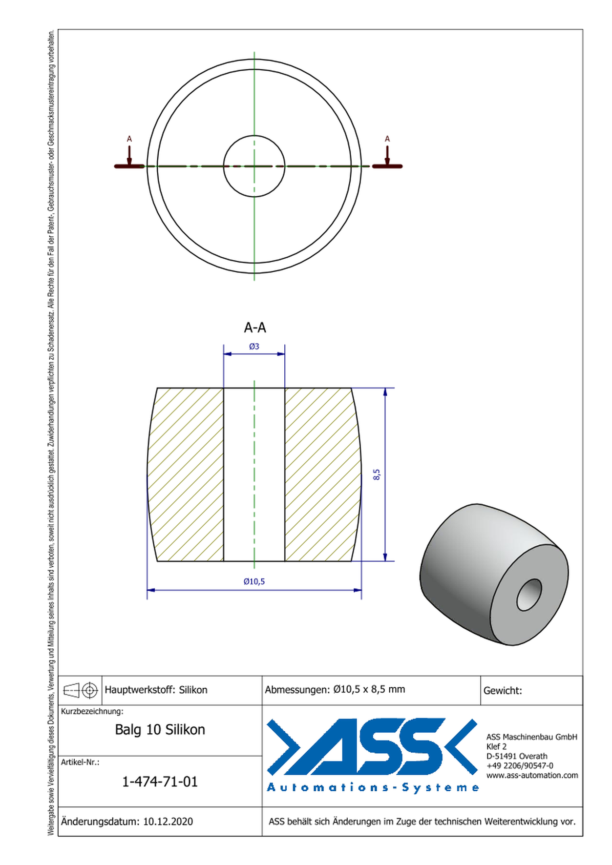 Balg 10 Silikon Spare Bellow for IGB