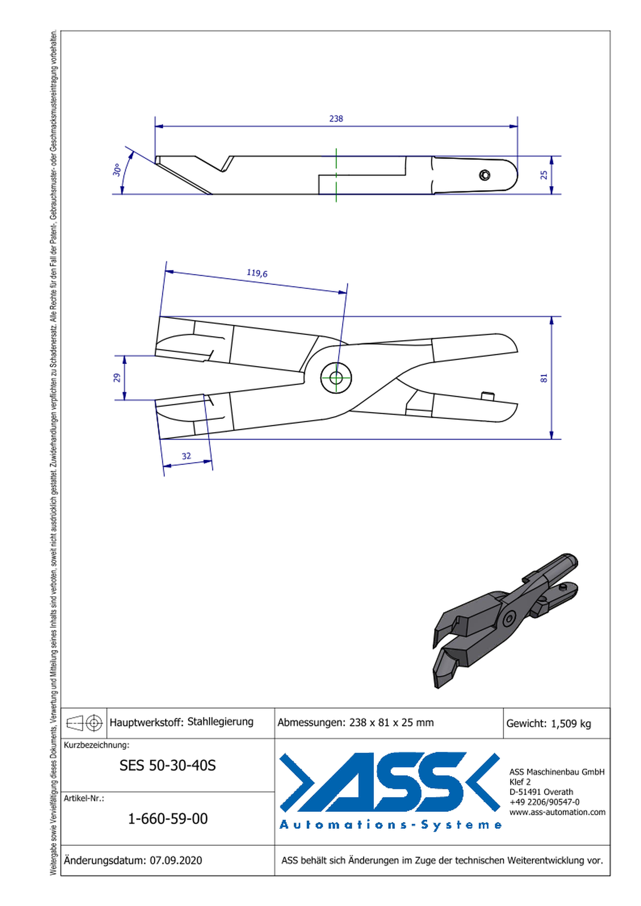 SES50-30-37S Nipper Blade ASN 50 AR VS