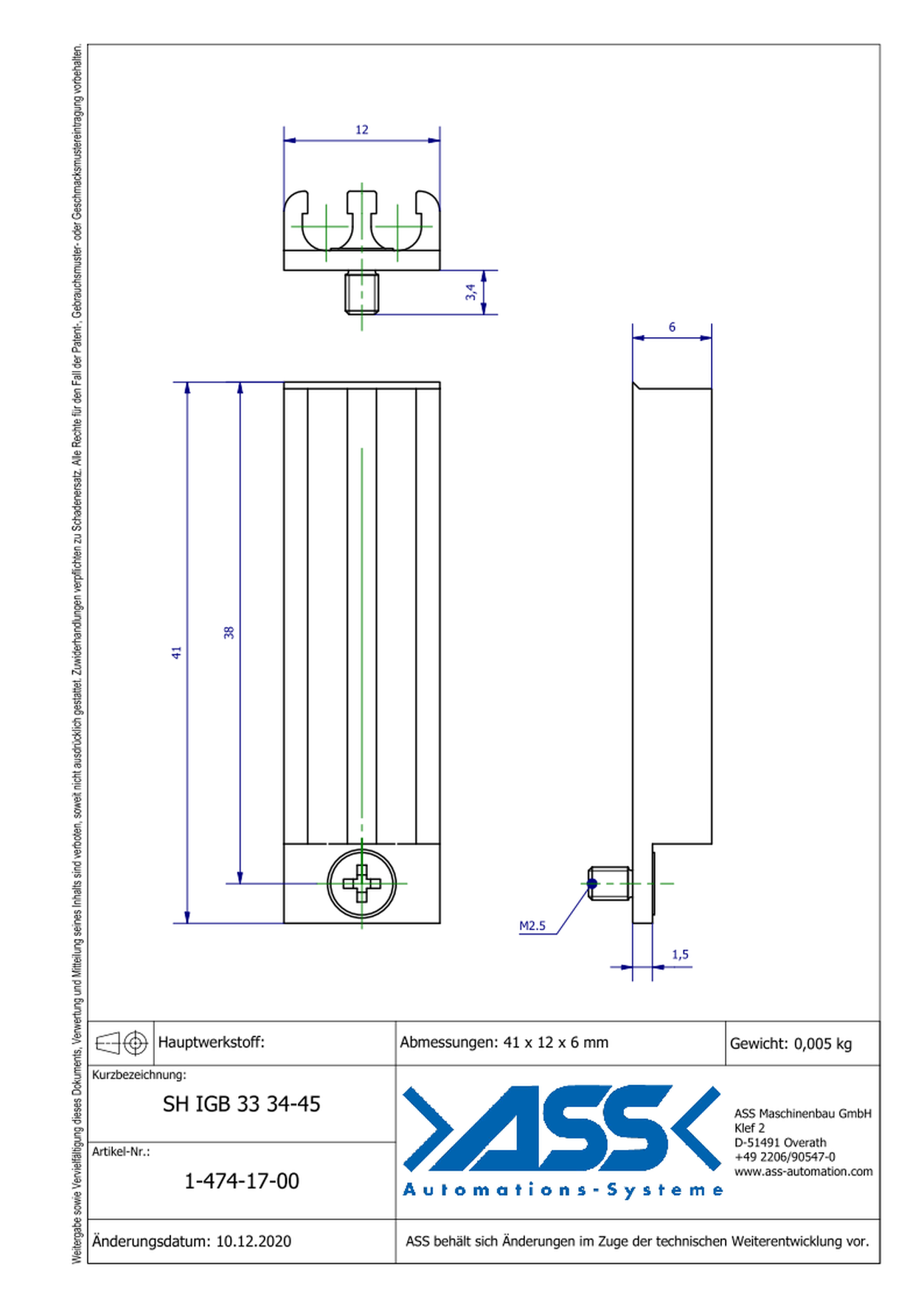 SH IGB 33 34-45 Sensor Bracket for IGB