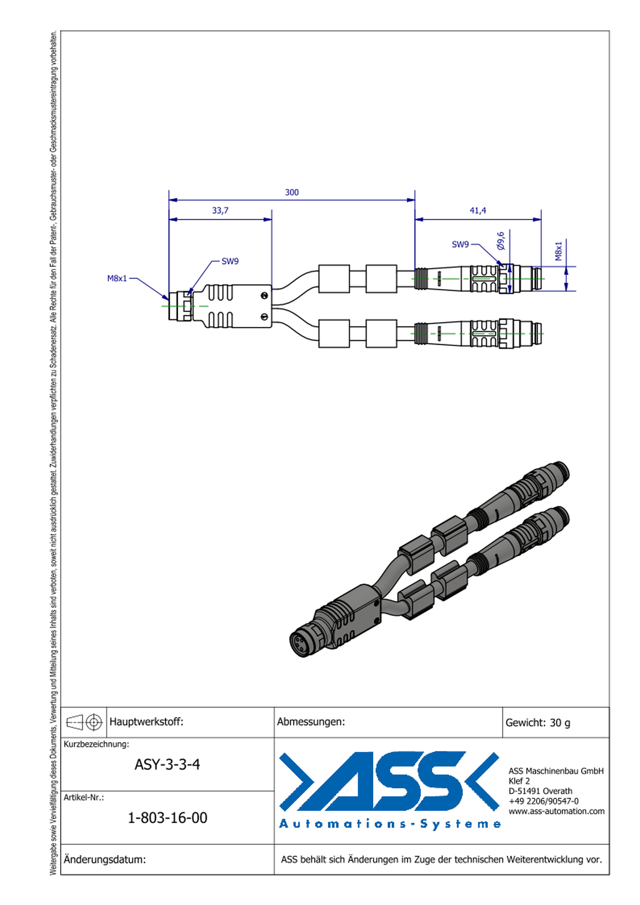 ASY-3-3-4 Adapter Y-Form