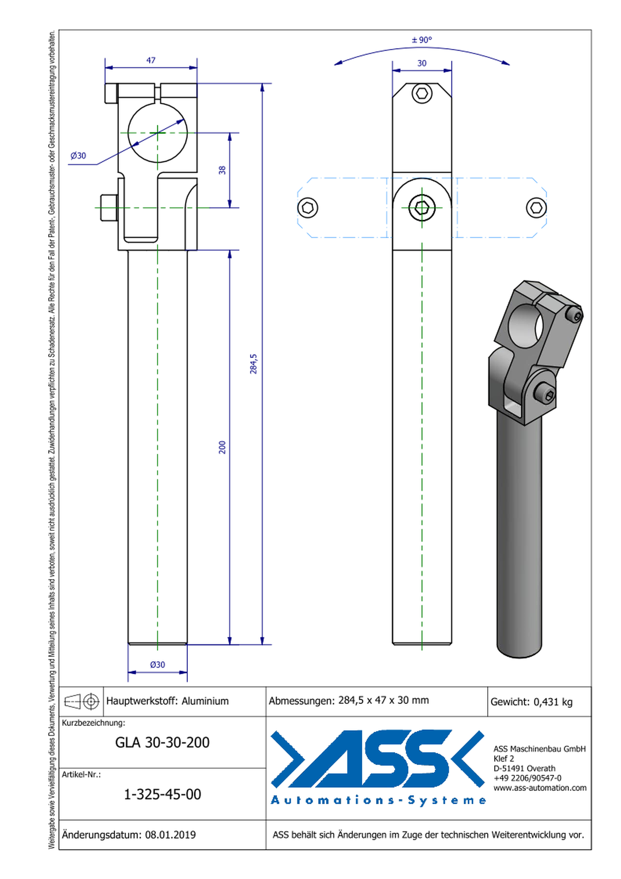 GLA 30-30-200 Elbow Arm