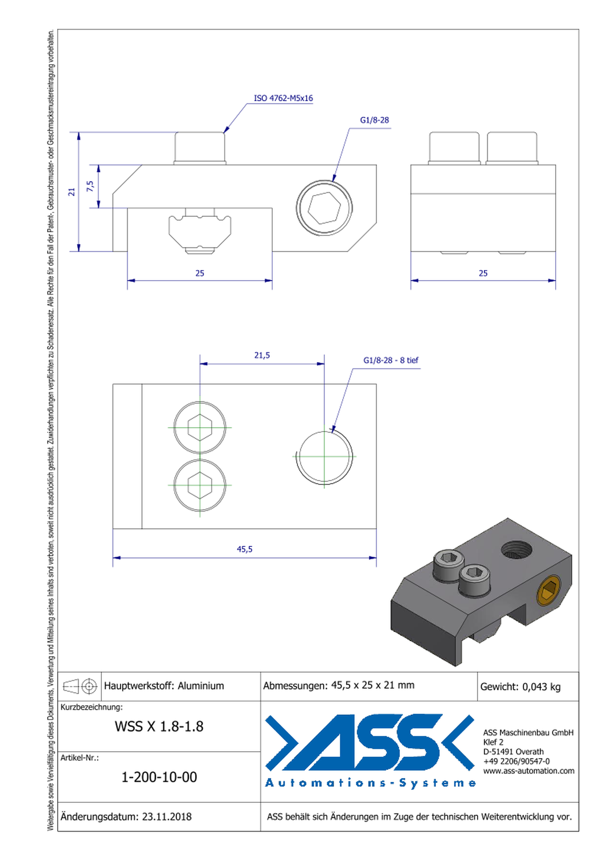 WSS X 1/8-1/8 Angle Connector