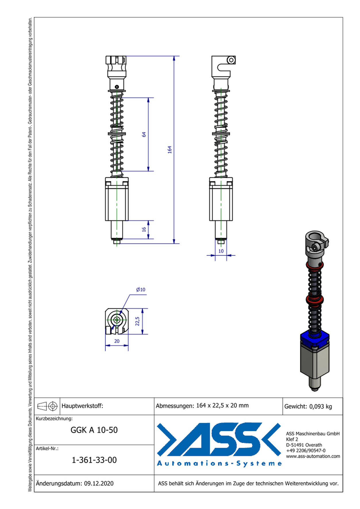 GGK A 10-50 Gripper Arm, lin.gu., spr.comp., lock ag.rot., ax.