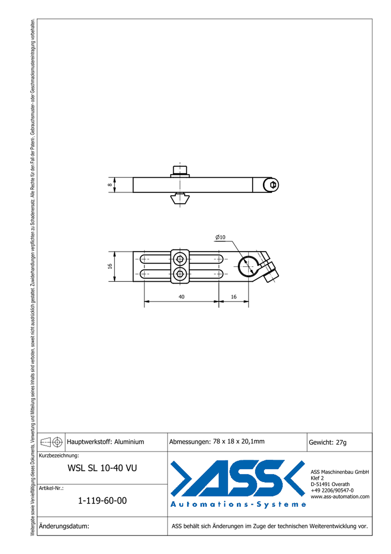 WSL SL 10-40 VU Long Angle Clamp universal, reinforced, SL