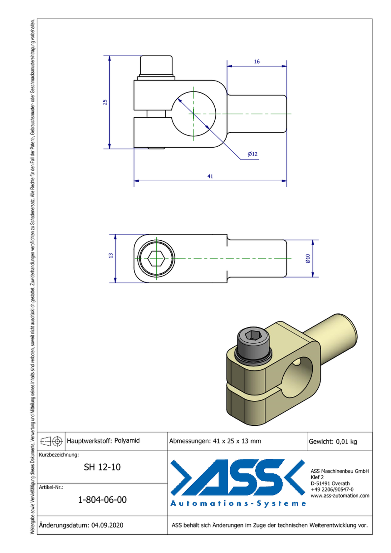 SH12-10 Sensor Bracket for Round Sensors