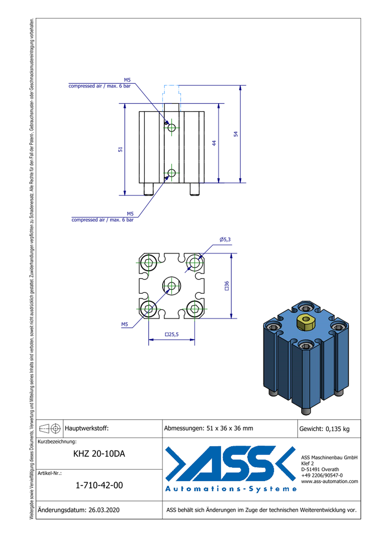 KHZ 20-10 DA Short Stroke Cylinder