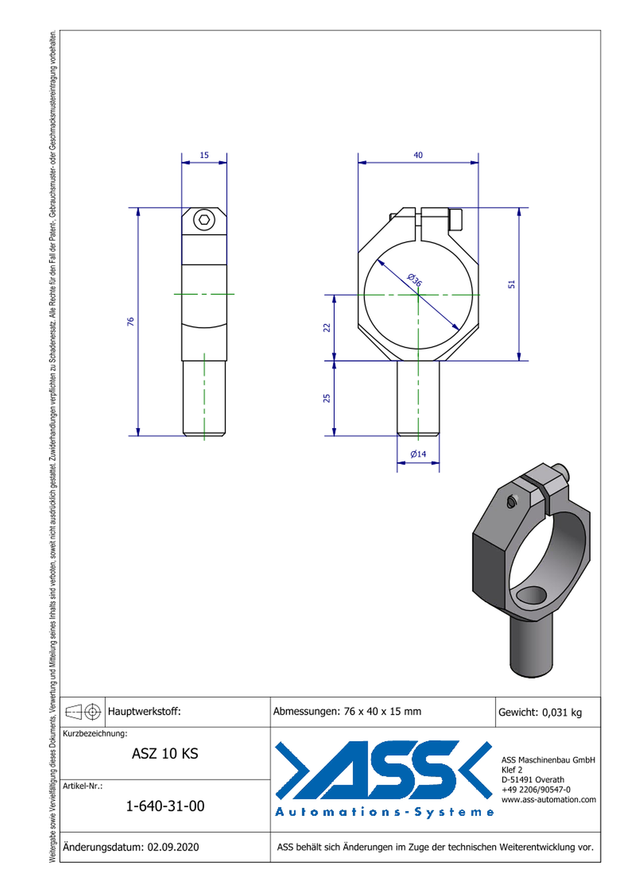 ASZ 10 KS Mounting Bracket for ASN