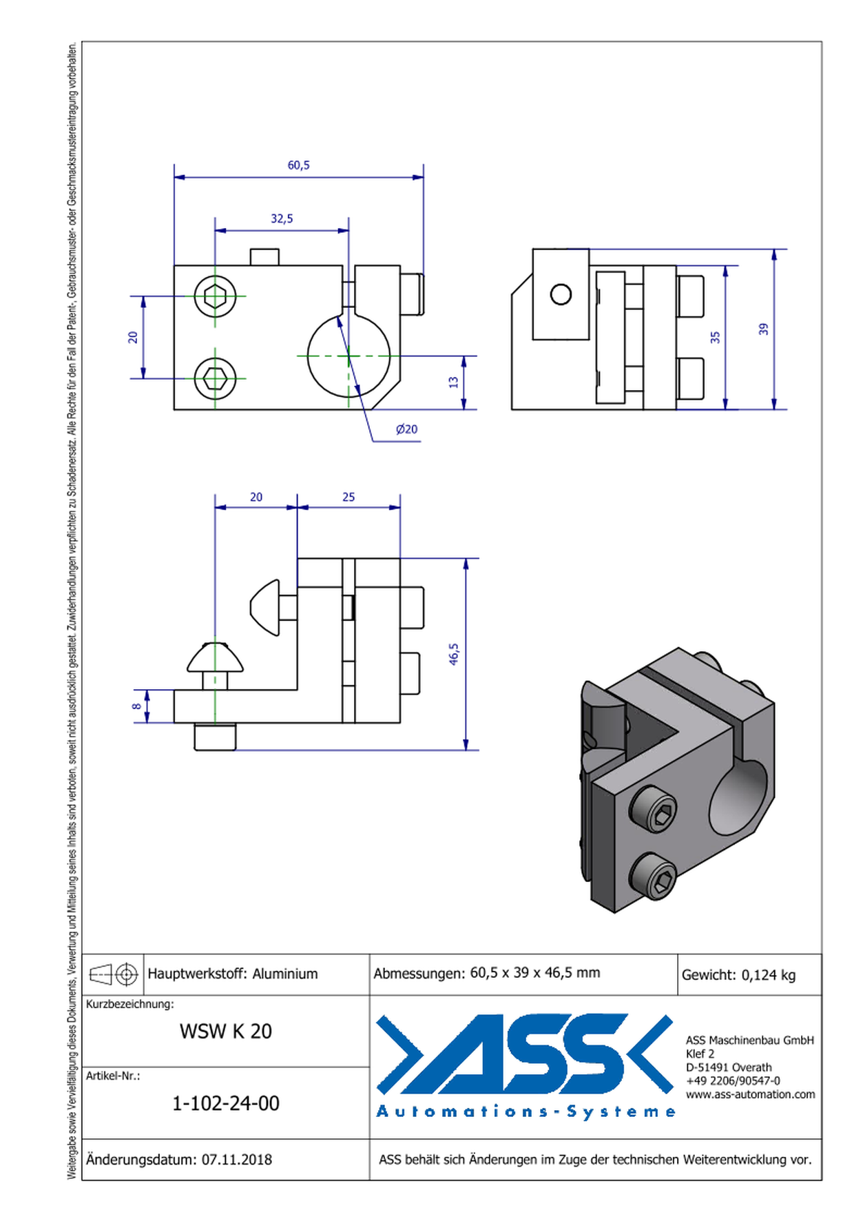 WSW K 20 Angle Clamp