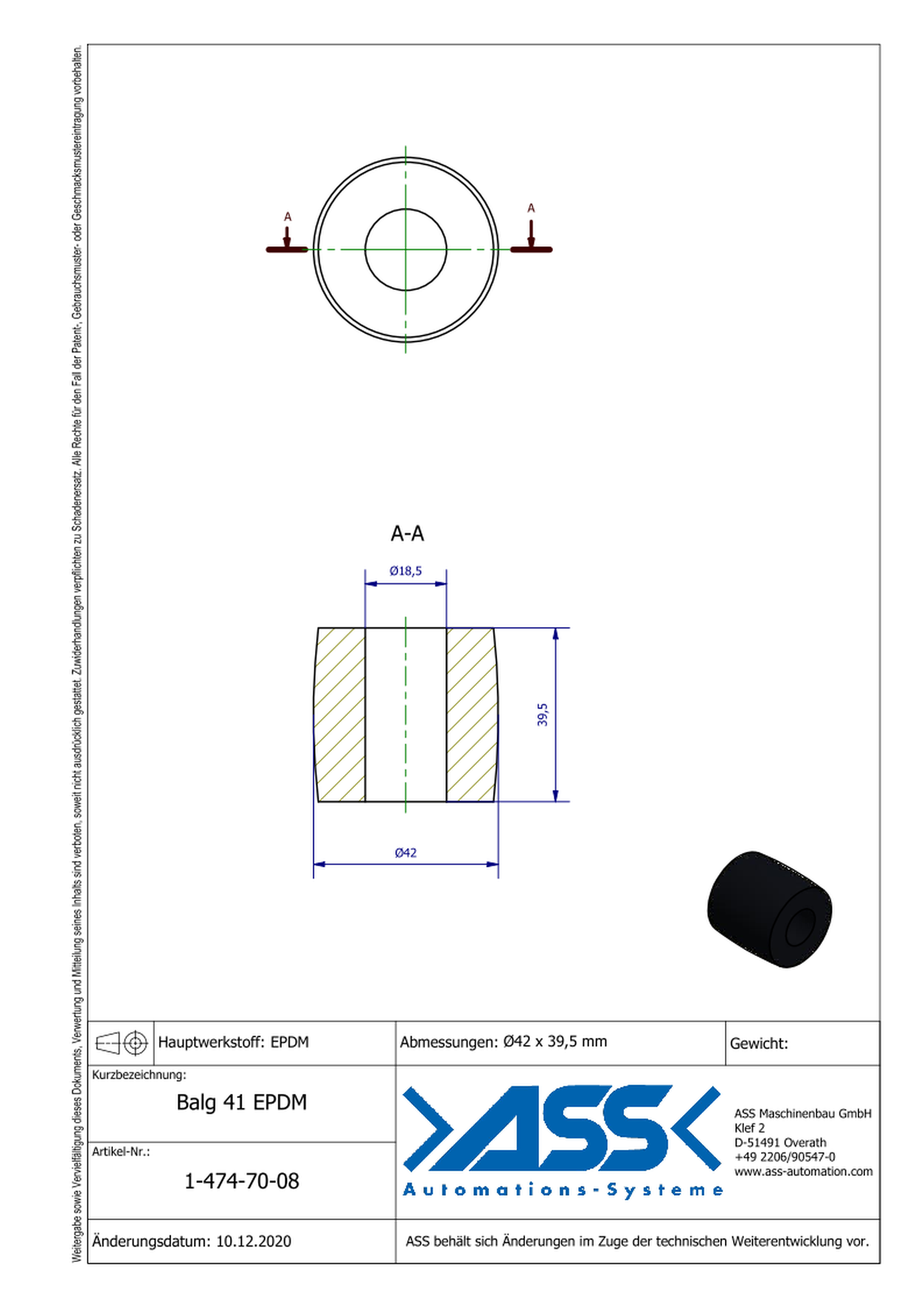 Balg 41 EPDM Spare Bellow for IGB