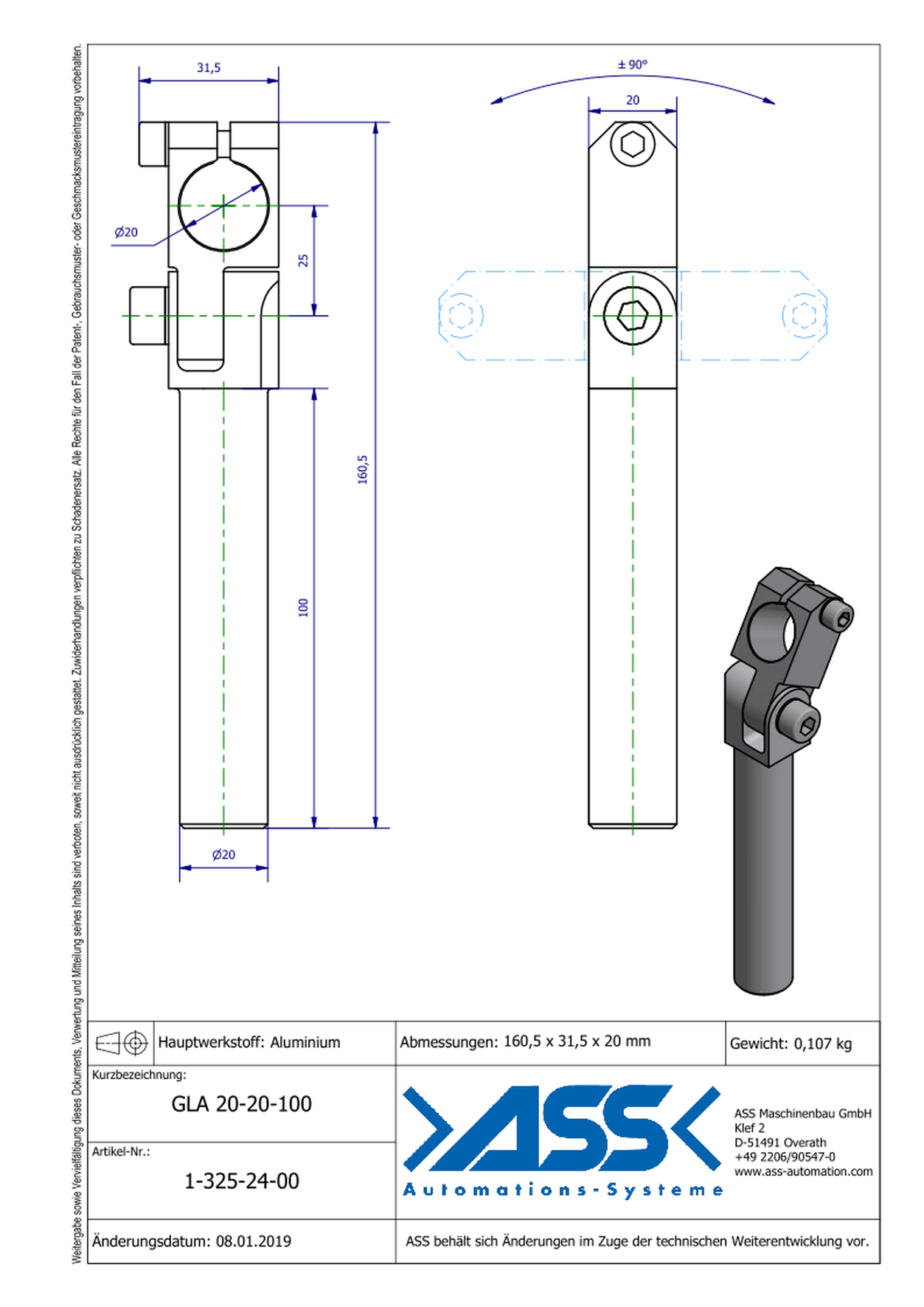 GLA 20-20-100 Elbow Arm