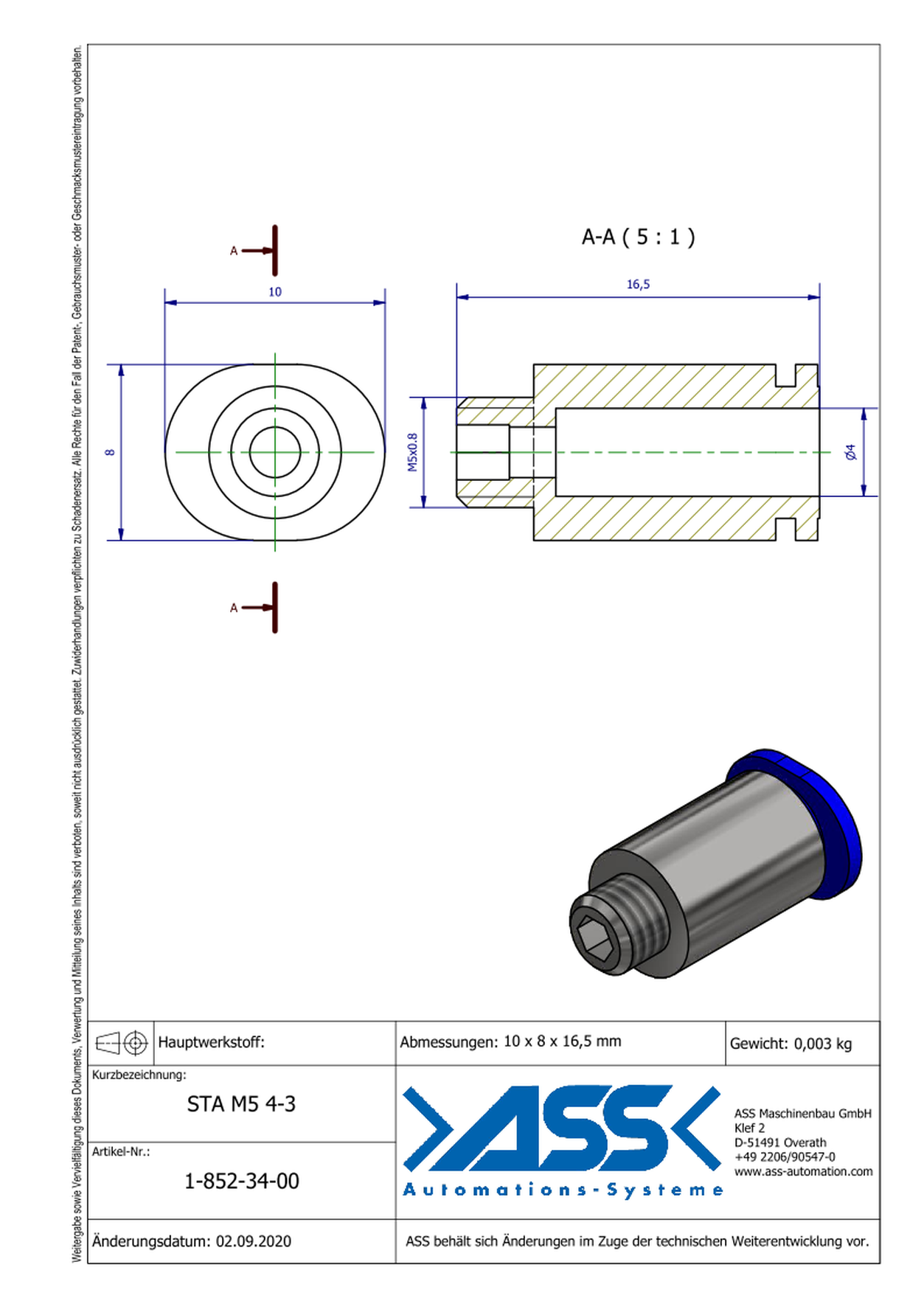 STA M5 4-3 Quick Connector for PSS