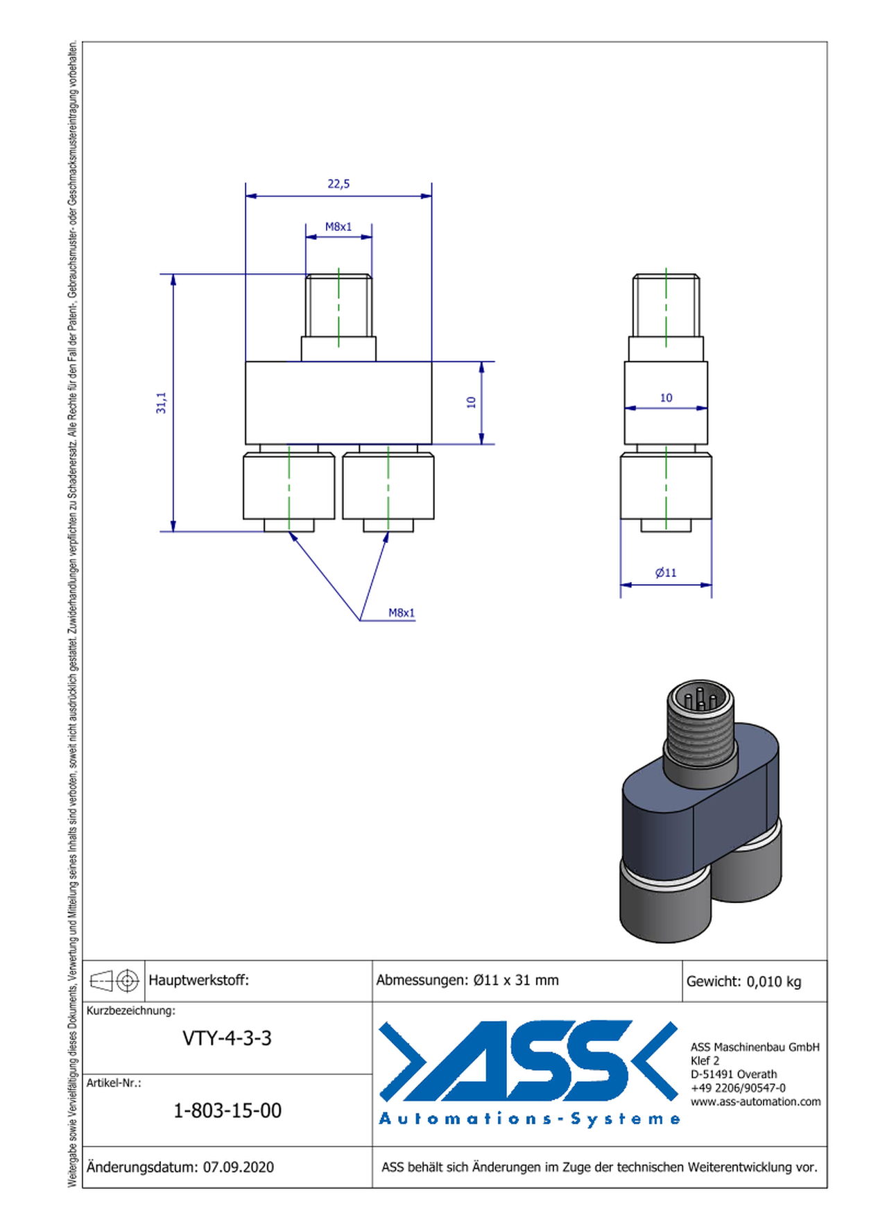 VTY-4-3-3 Splitter Y-Form