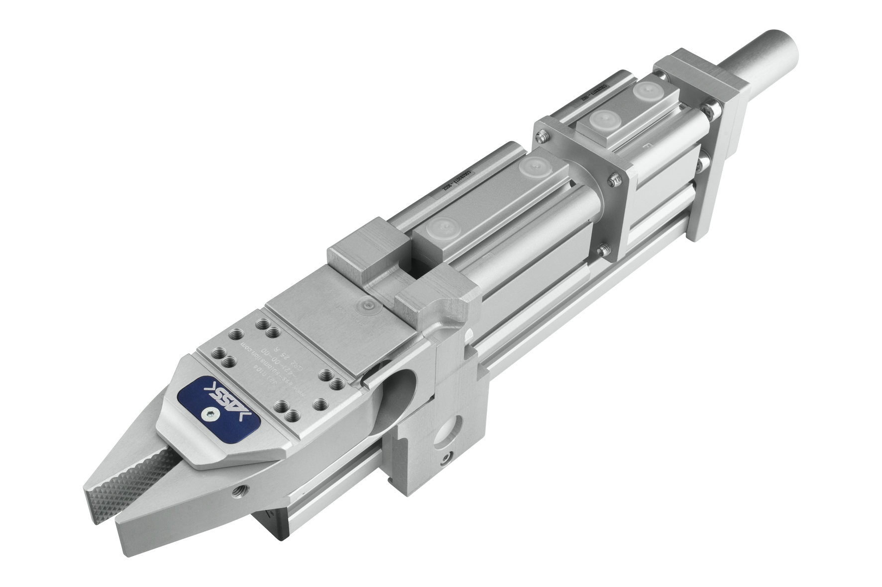 HUZ 25 20-10 CS mit Option  Gripper 25 with Double Stroke Model: double stroke, Piston Ø: 25 mm; 32 mm, Stroke demoulding: 30 mm, Jaw type: chequered / chequered, Dtroke delivering: 10 mm, Connection: -, Signal output: -