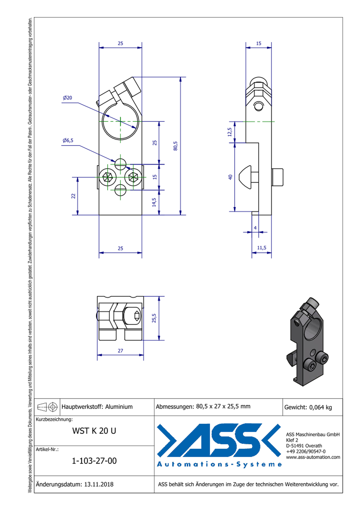 WST K 20 U Angle Clamp universal