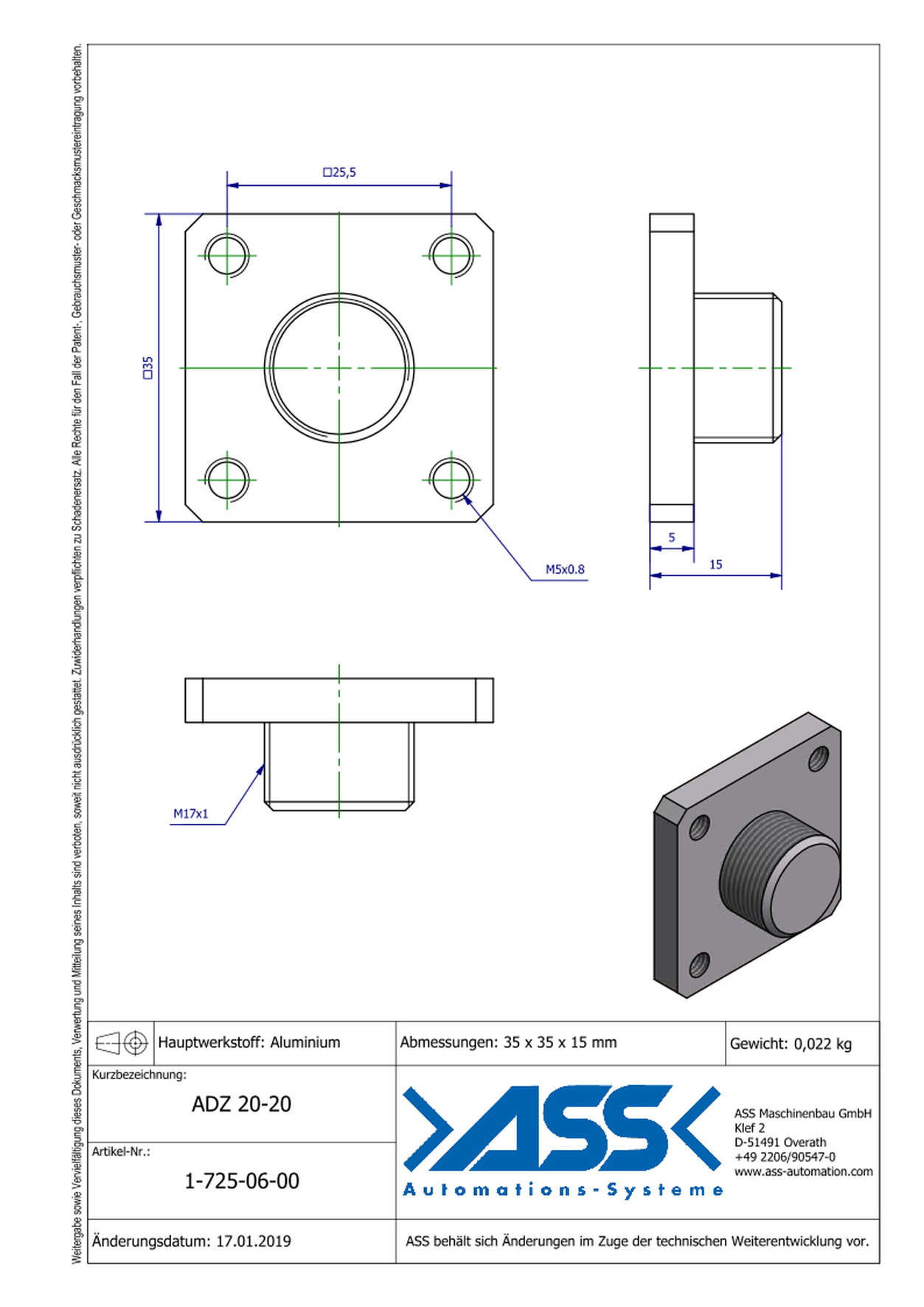 ADZ 20-20 Adapter to adept KHZ/SZD to VLR 