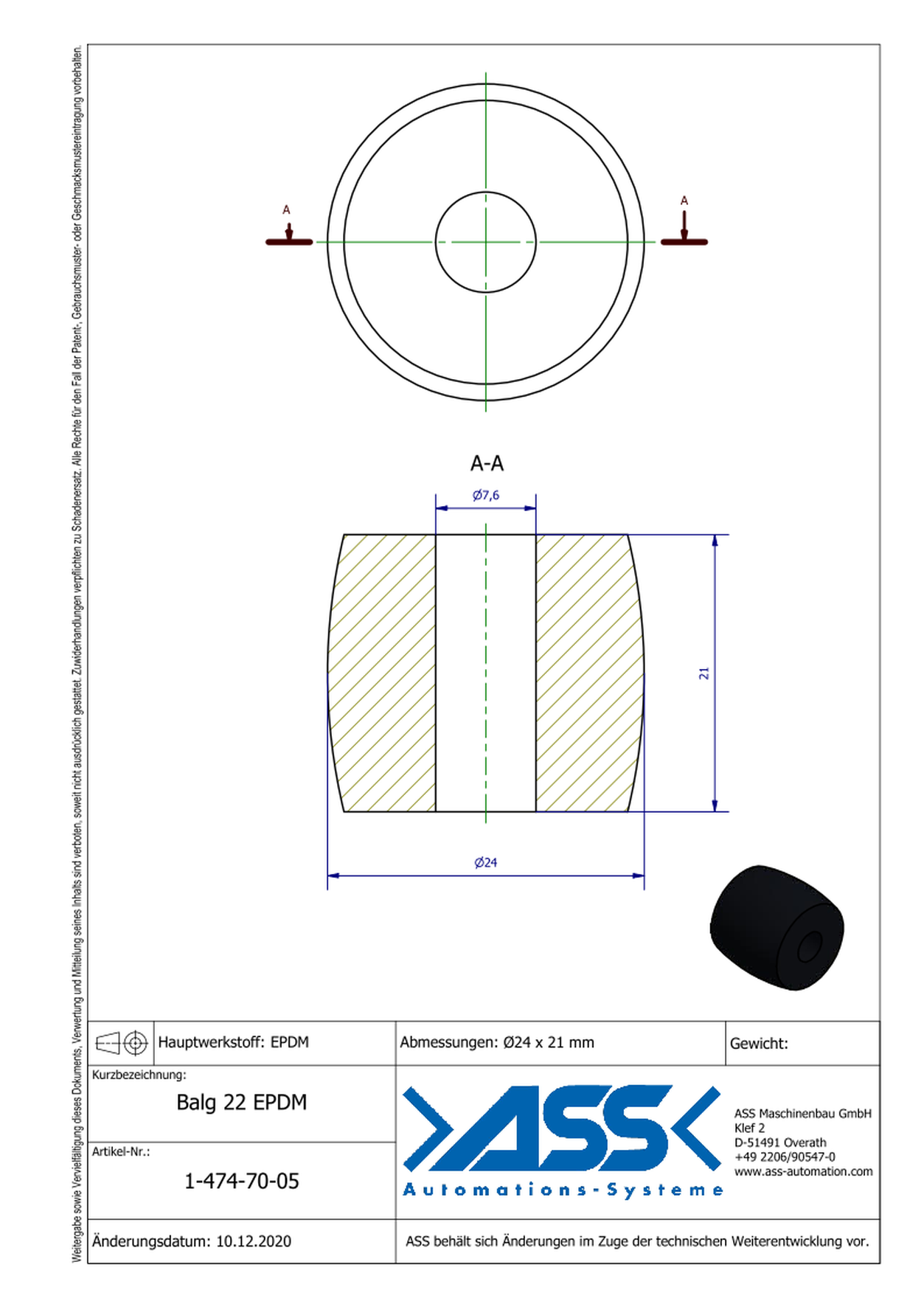 Balg 22 EPDM Spare Bellow for IGB