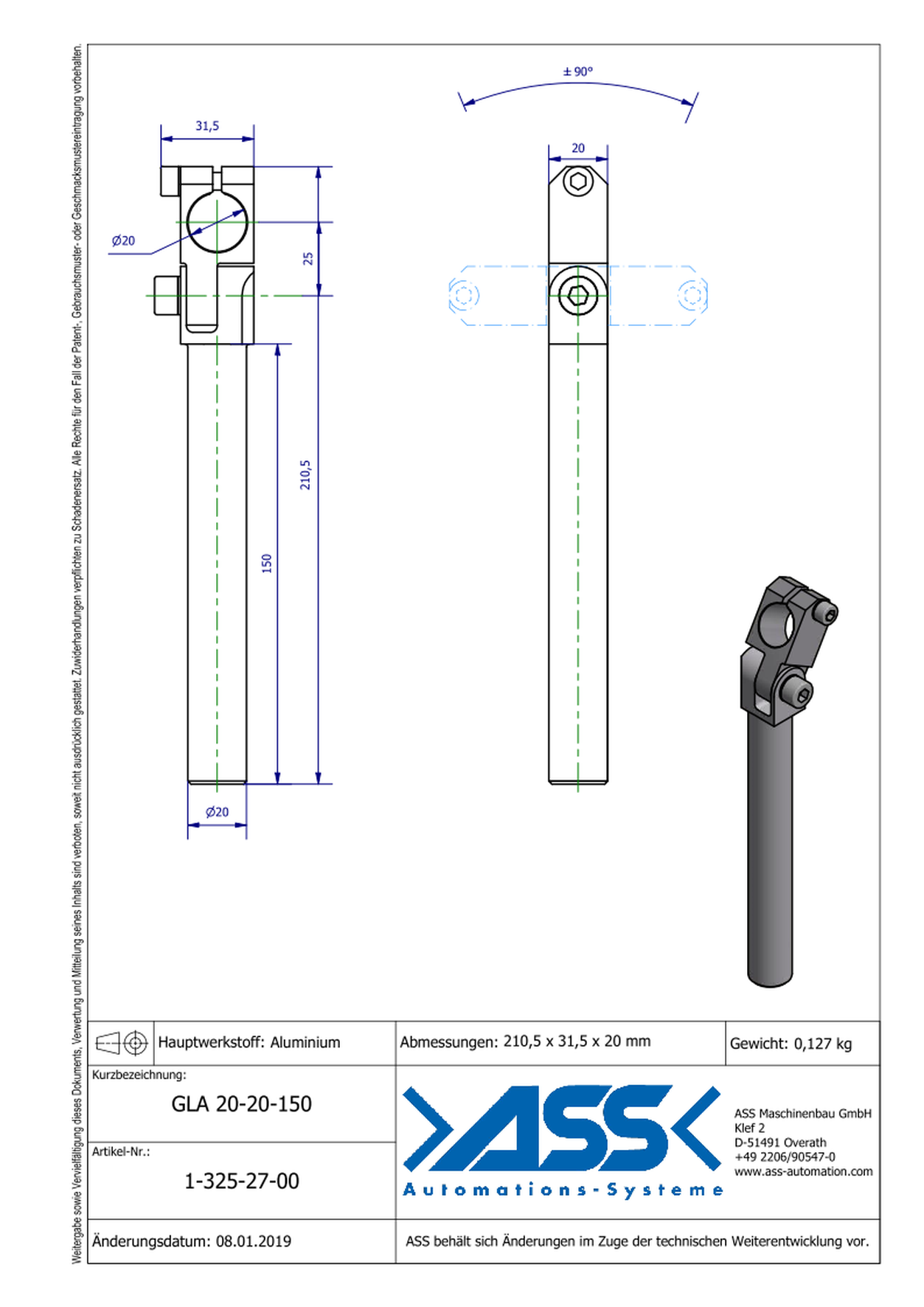 GLA 20-20-150 Elbow Arm