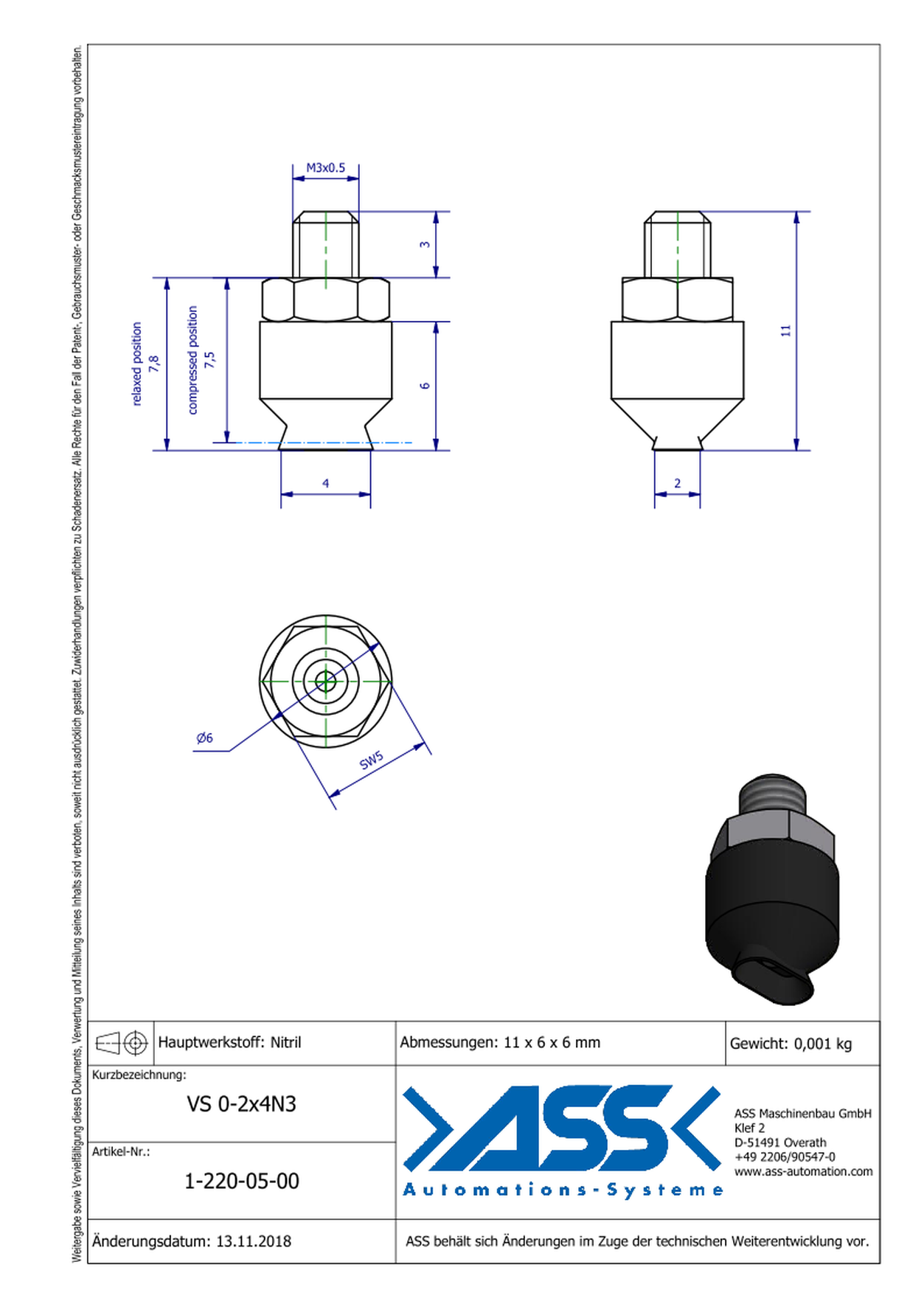 VS O-2x4N3 Vacuum Cup, Oval