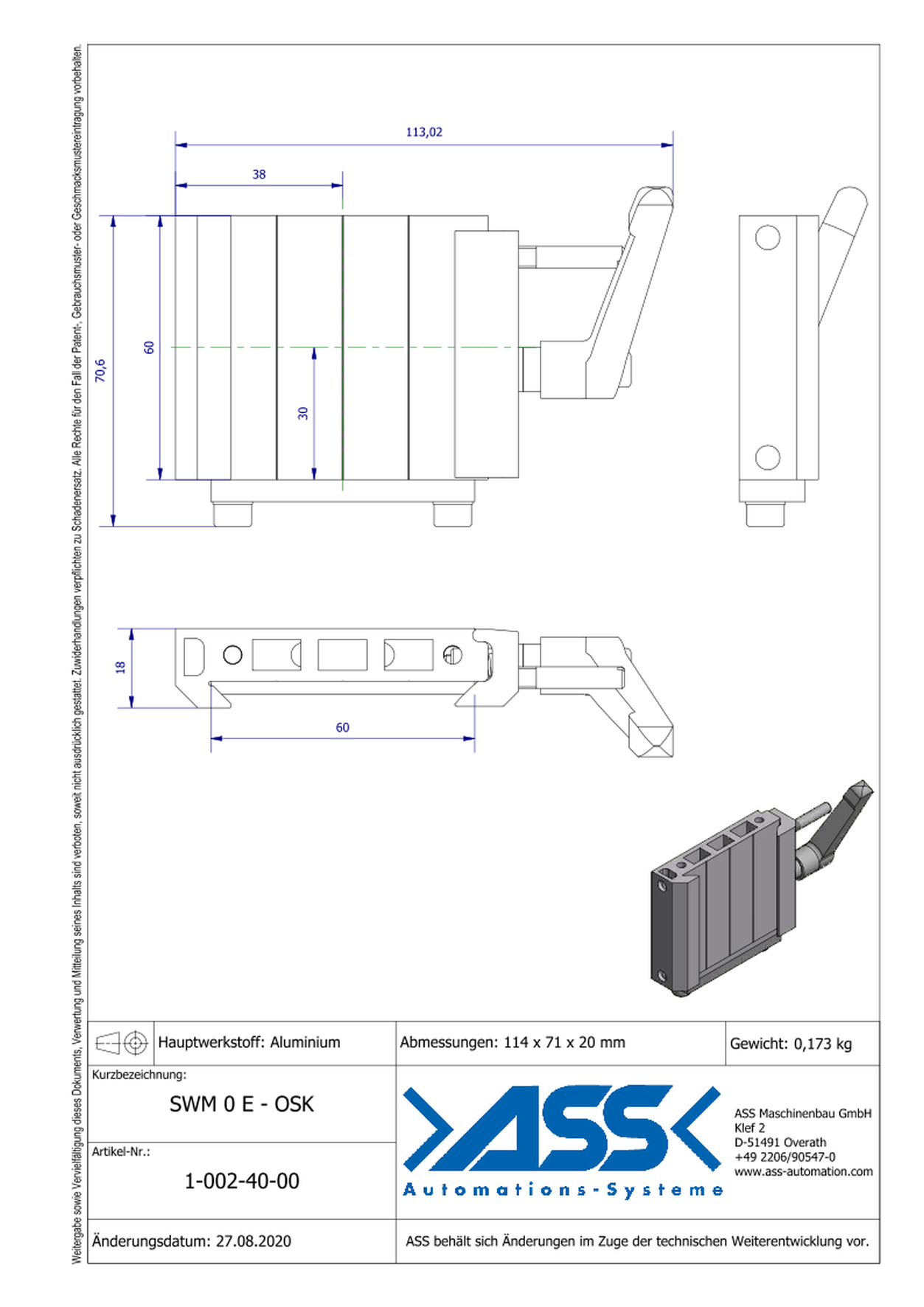 SWM 0 E-OSK Quick Change Sys., extrud., without Air Border/GPM