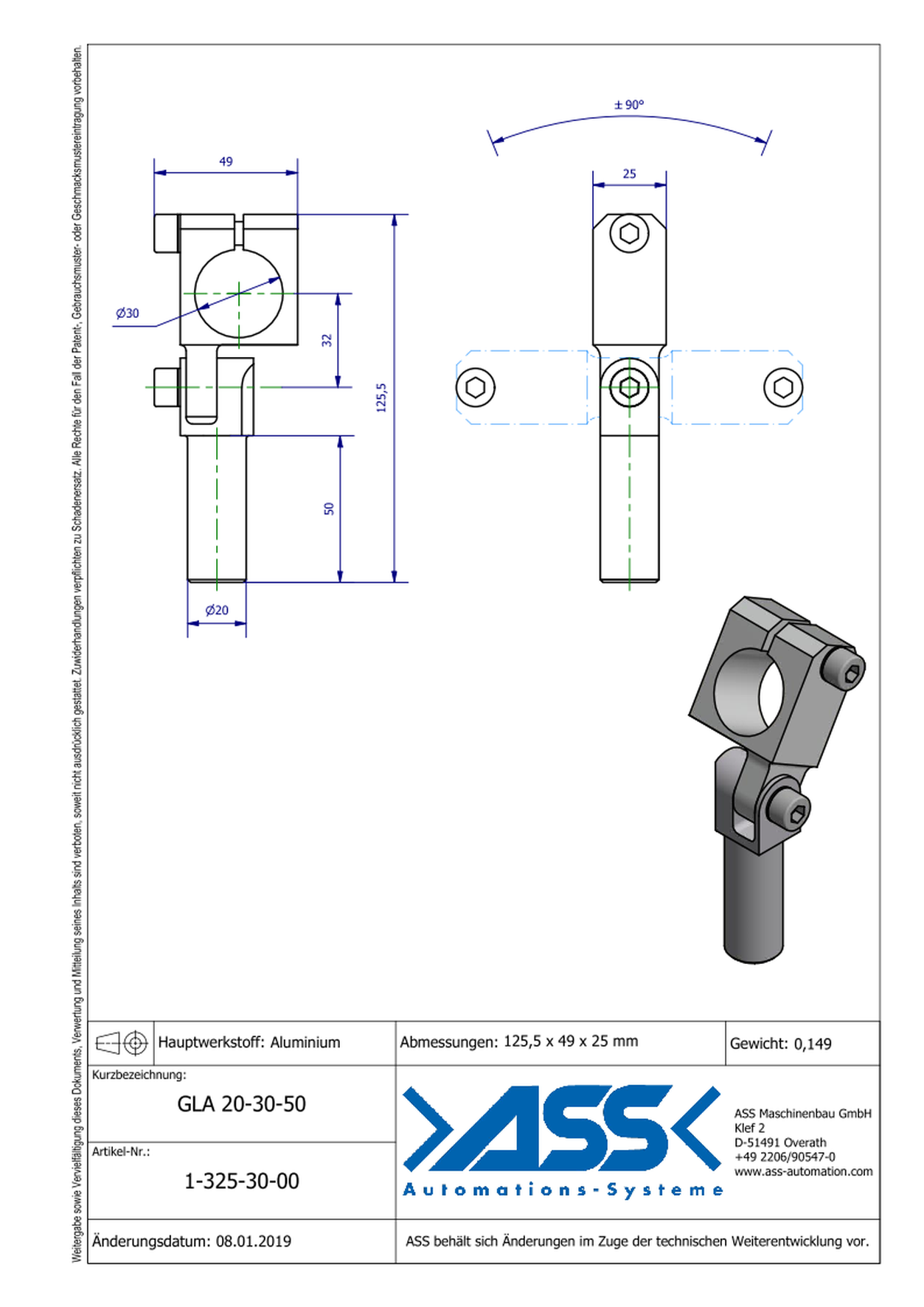 GLA 20-30-50 Elbow Arm