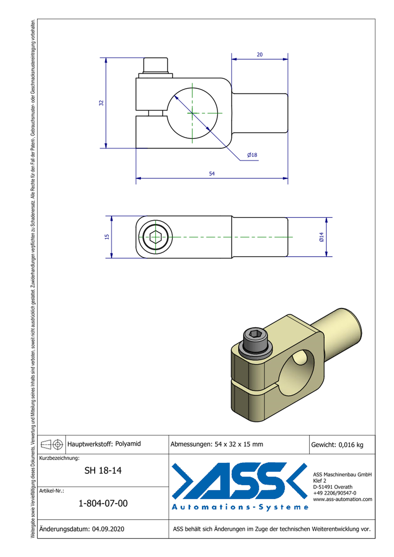 SH18-14 Sensor Bracket for Round Sensors