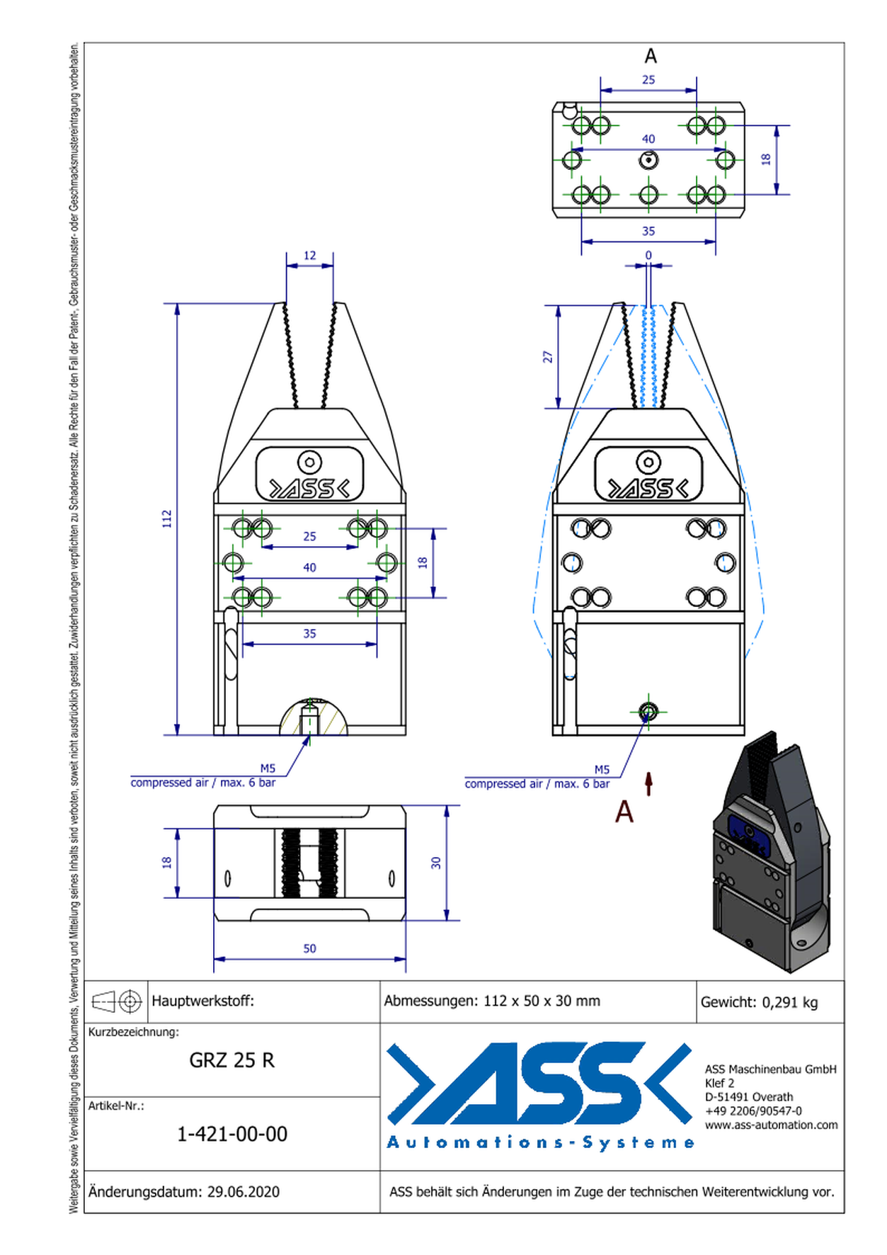 GRZ 25 R Gripper with Jaw Type: Chequered / Chequered