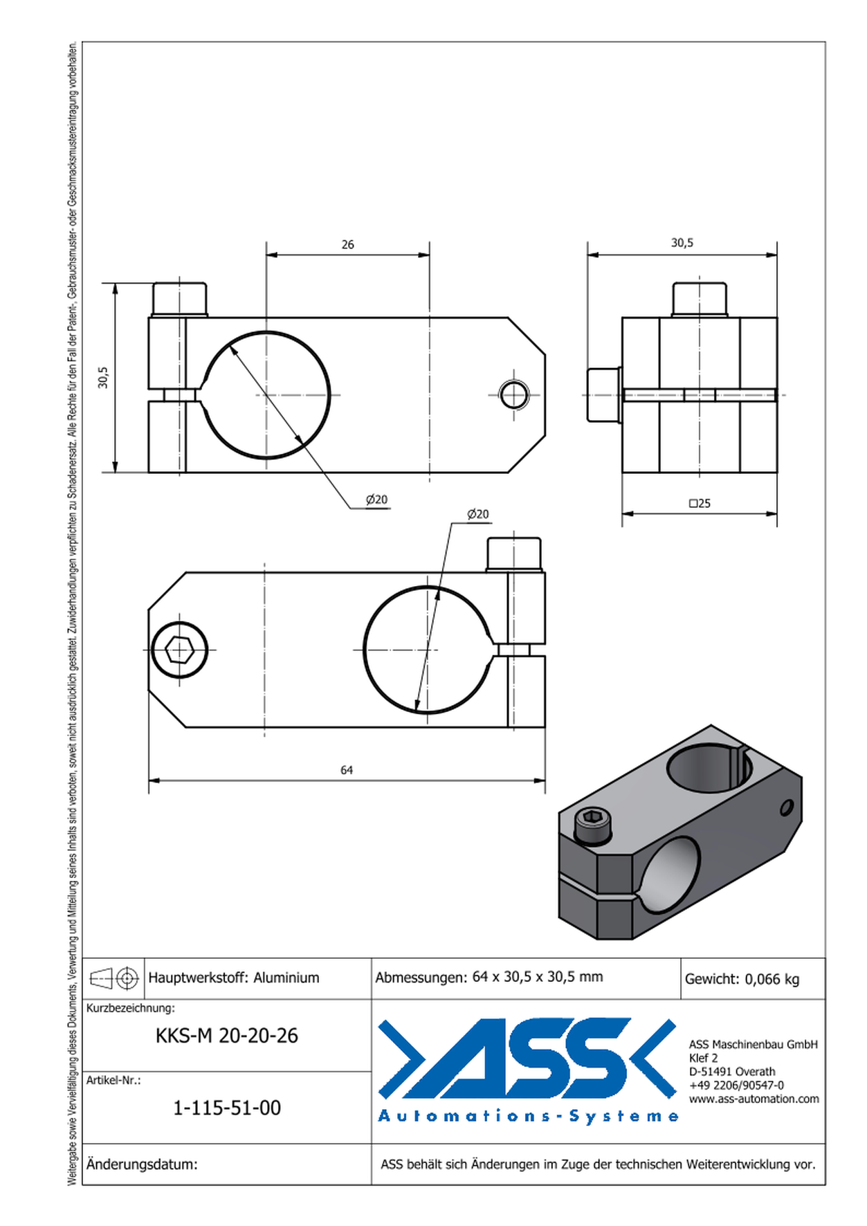 KKS-M 20-20-26 Cross Connector, mirrored