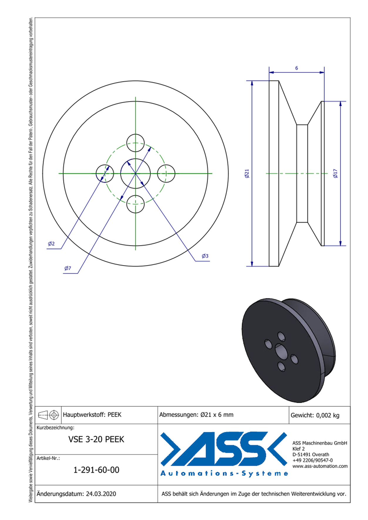 VSE 3-20 PEEK Vacuum Cup Inserts PEEK