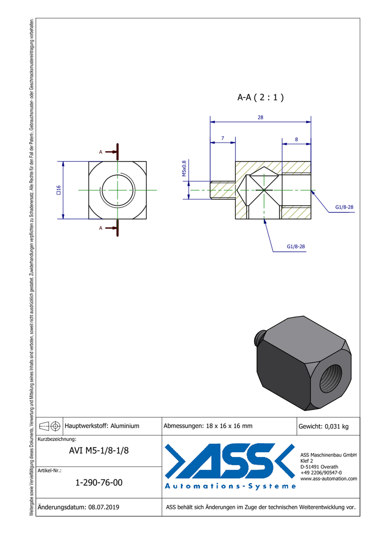 AVI M5-1/8-1/8 Adapter Female