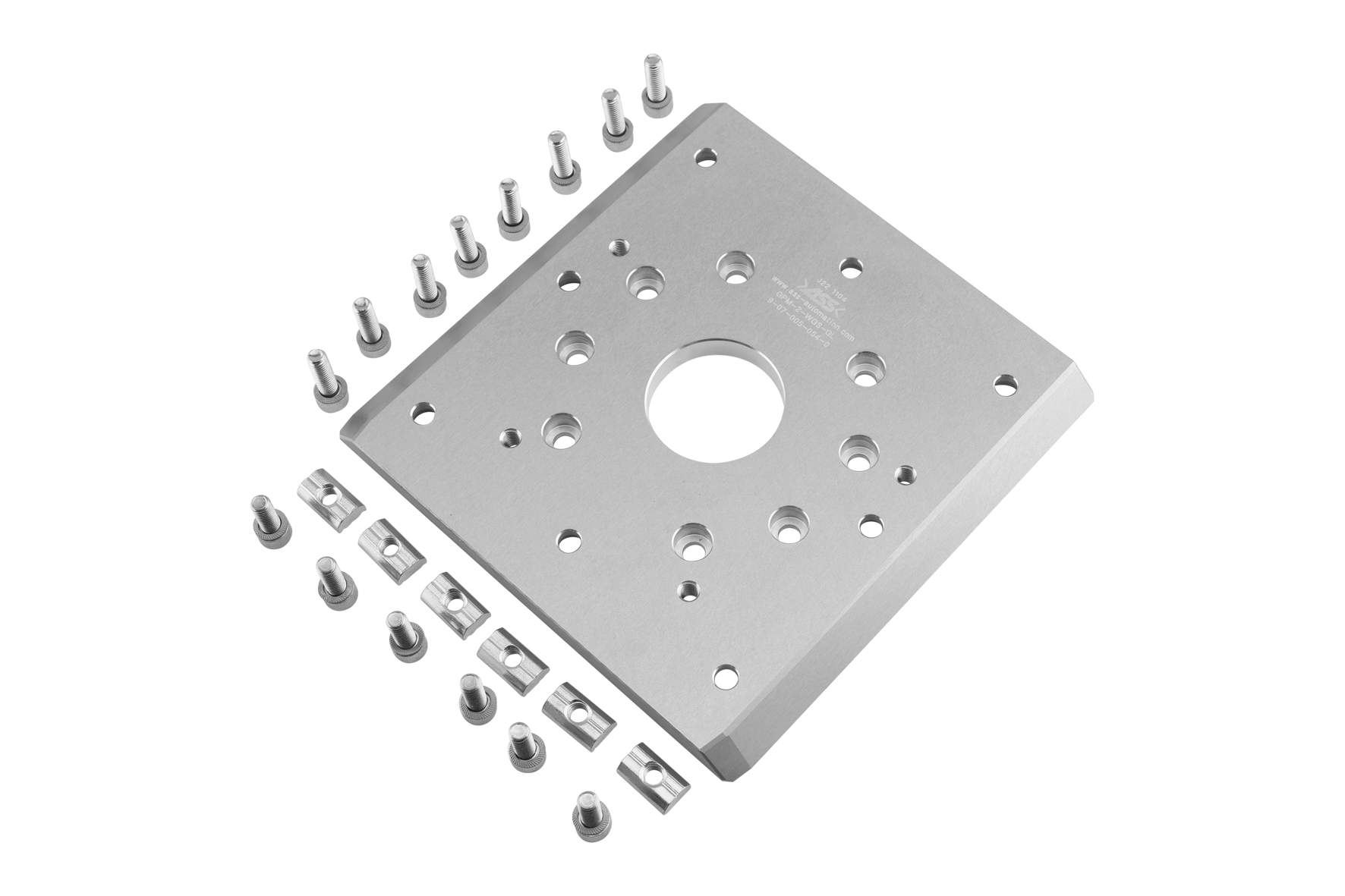 GPM-2-SWH-G90 Base Plate for SWH recommended for profile: X-Profile; JU-Profile, : with channel nuts and screws, Recommended max. handling weight: -, Size: 2