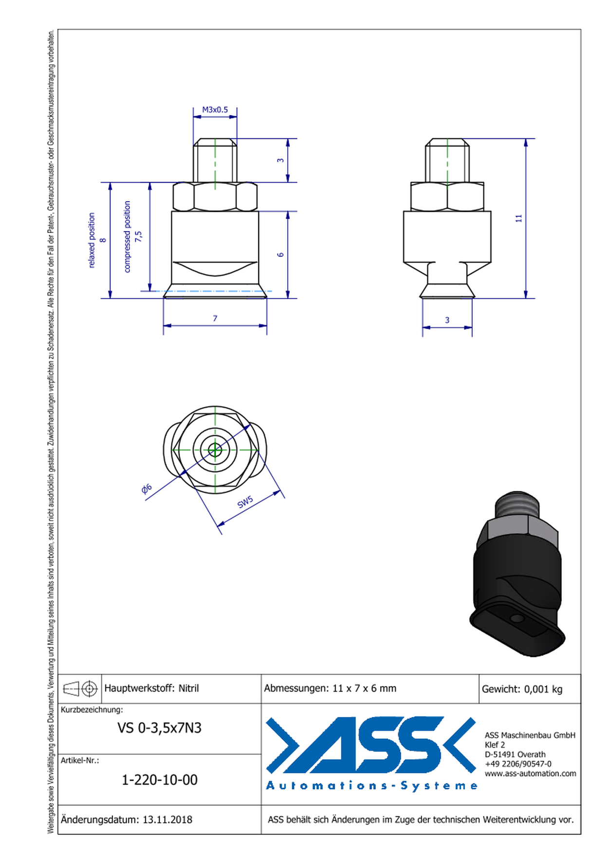 VS O-3,5x7N3 Vacuum Cup, Oval