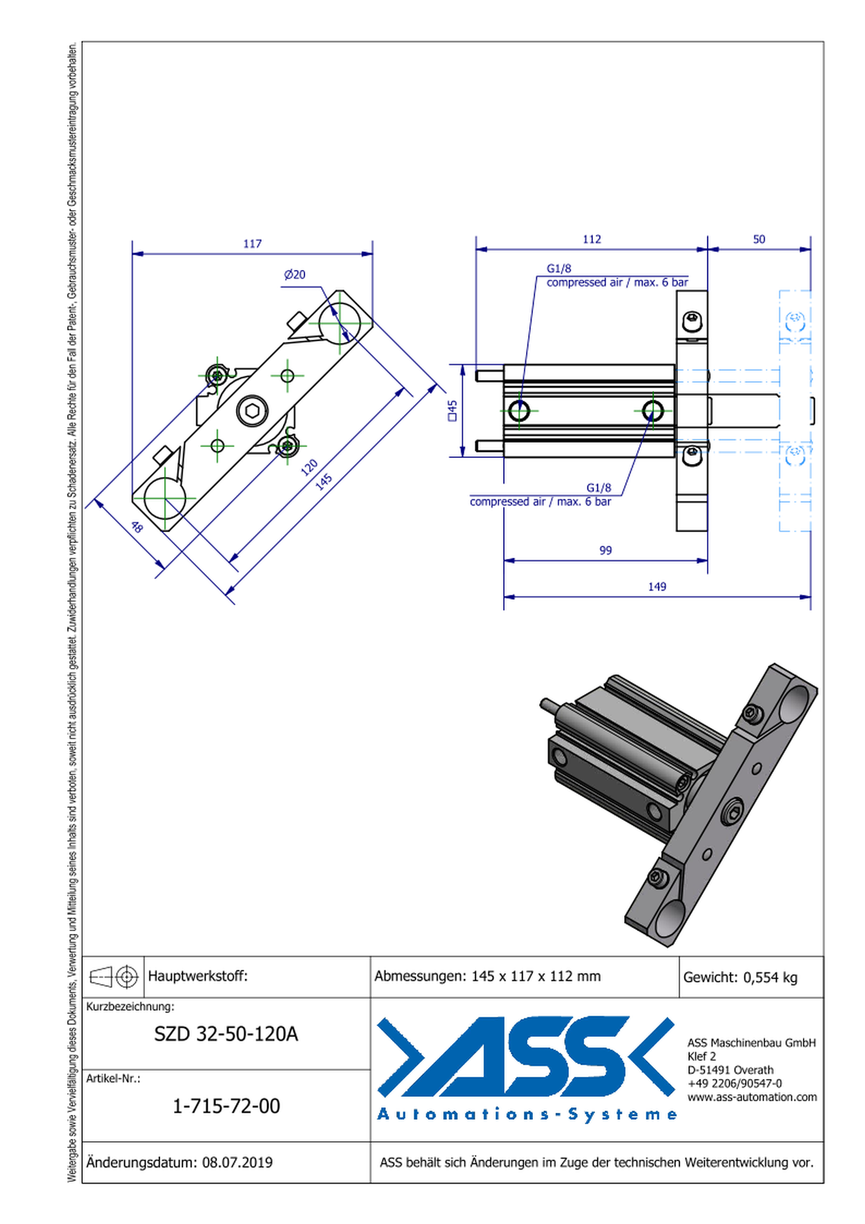 SZD 32-50-120A Special Short Stroke Cylinder