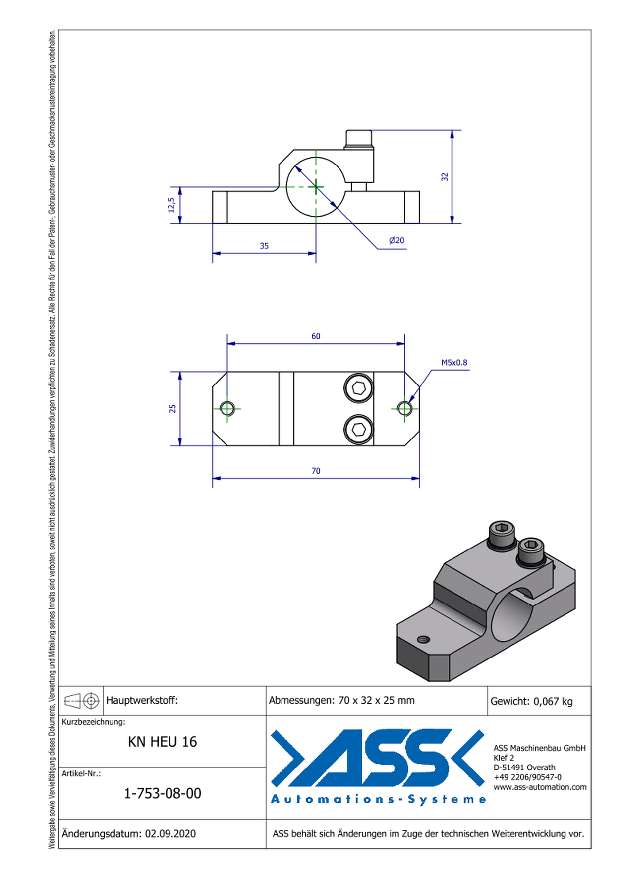 KN HEU 16 Mounting Adapter for Stroke Unit HEU