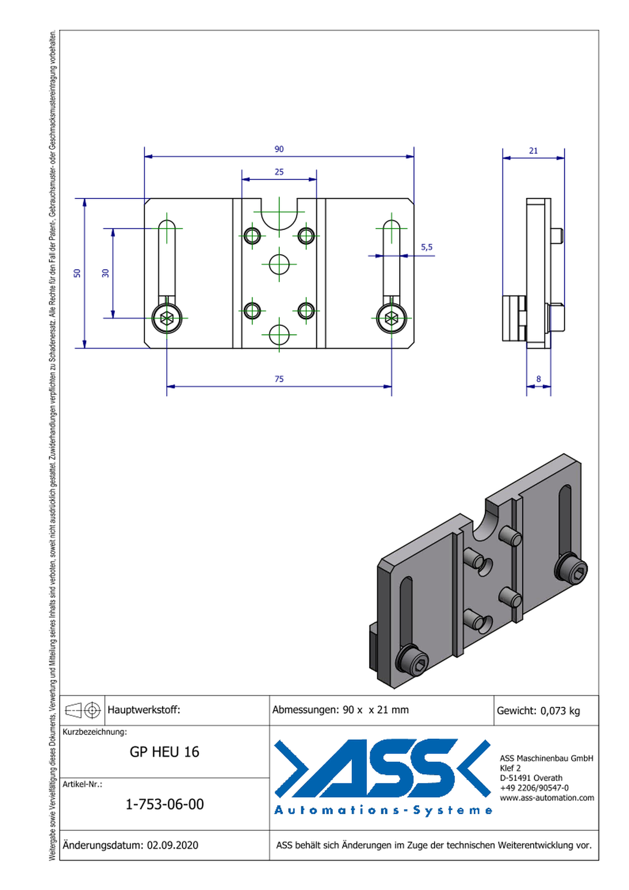 GP HEU 16 Base Plate for Stroke Unit HEU