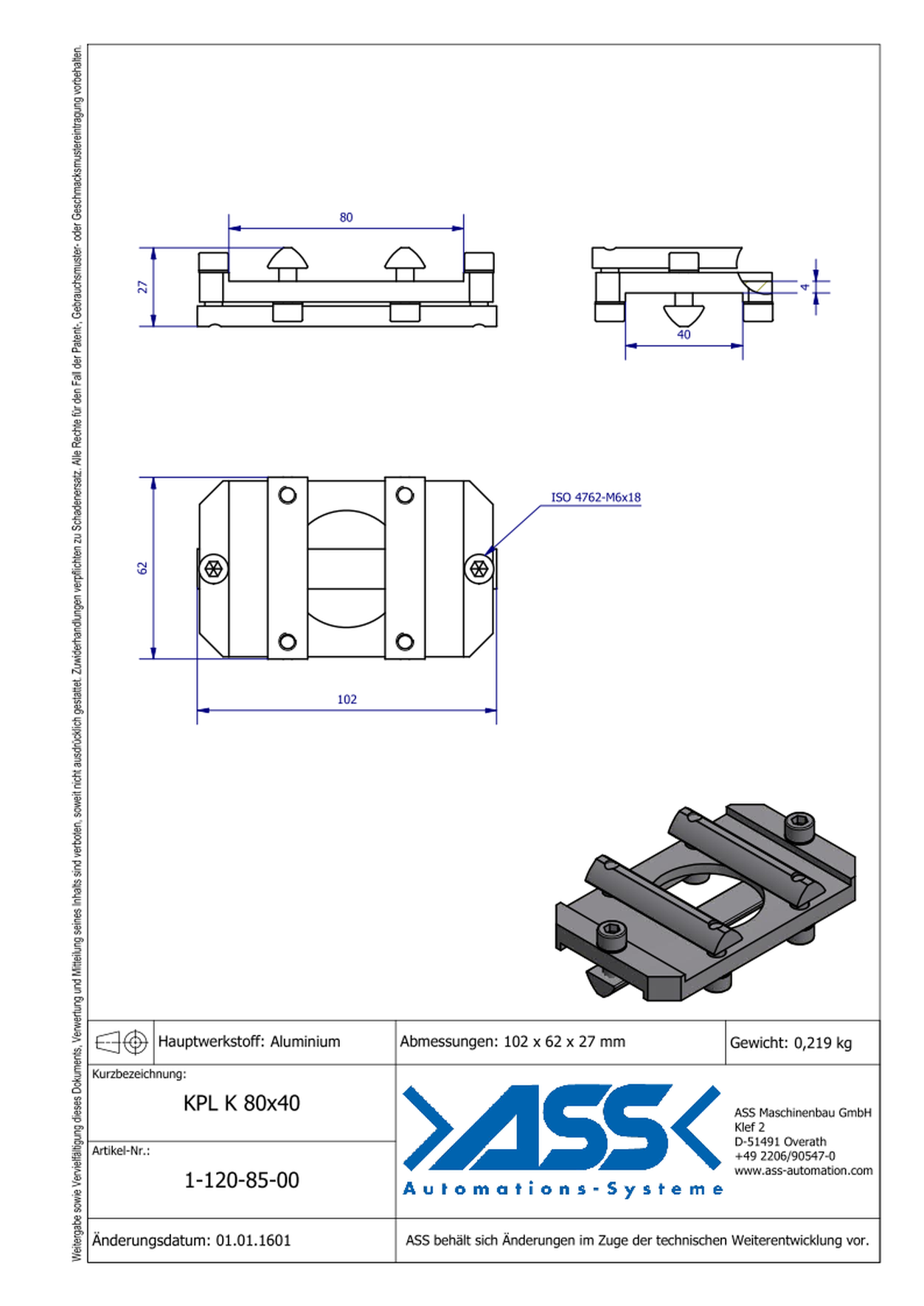 KPL K 80-40 Cross Joint Connector, form-locking